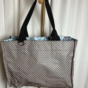 Elegant Black Tan and White Geometric Tote Bag
